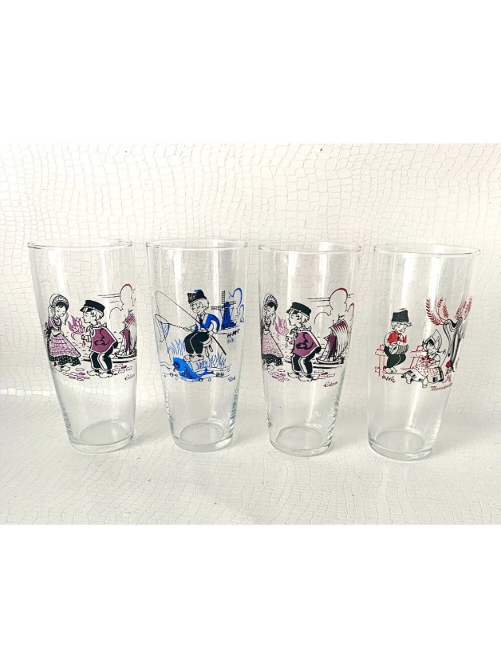 4 Vintage Dutch Souvenir Drinking Glasses Highball Barware - Picture 5 of 5